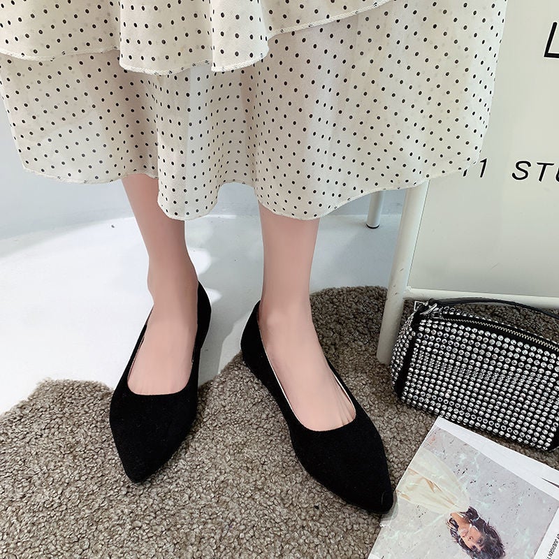 Flat Shoes For Women, Pointed Toe, Shallow Mouth, Professional Suede Fairy Shoes, Spring And Autum Flats, Versatile Work Shoes For Women, Large Size 43 - Image 5